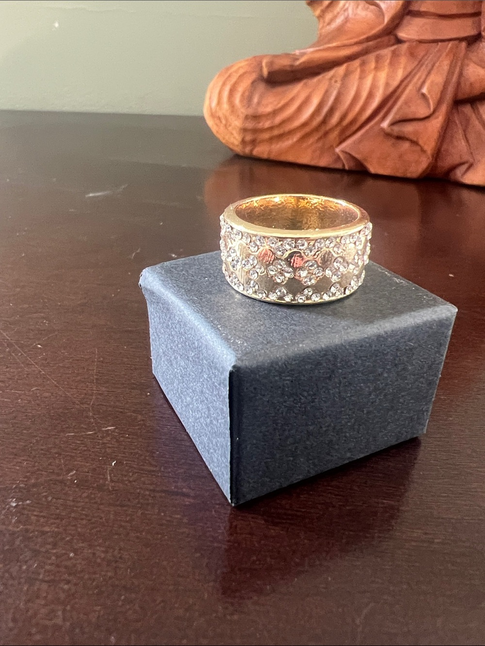 Clover Gold Pave Ring Size 7